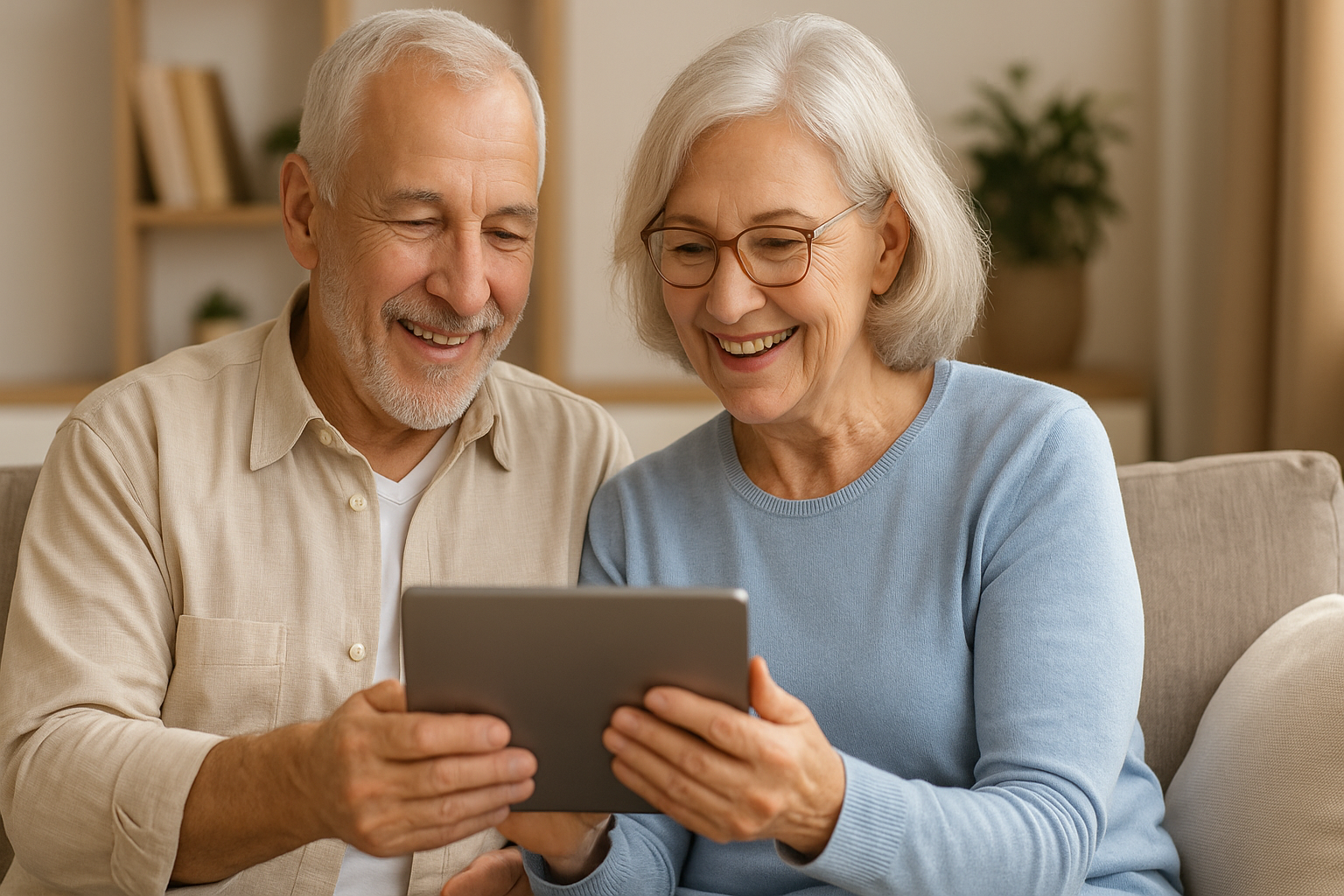 Casal sênior usando tecnologia juntos